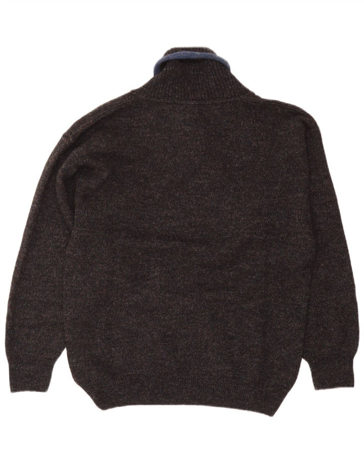 vintage Mens Shawl Neck Jumper Pull Moyen Marine Bleu Laine