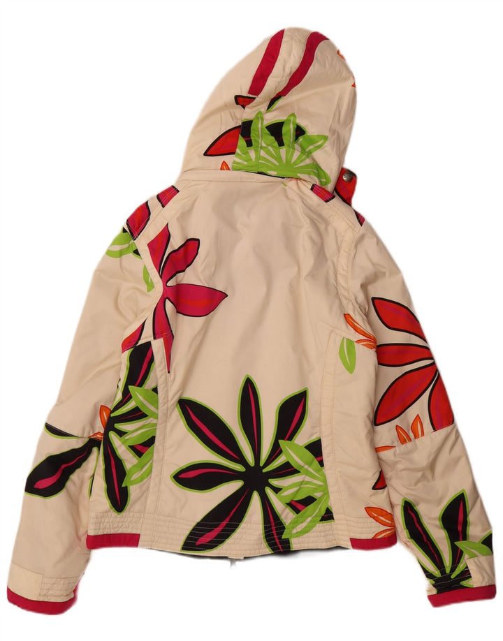 Sportalm Veste de ski à capuche pour femme EU 38 Medium Off White Floral Polyamide