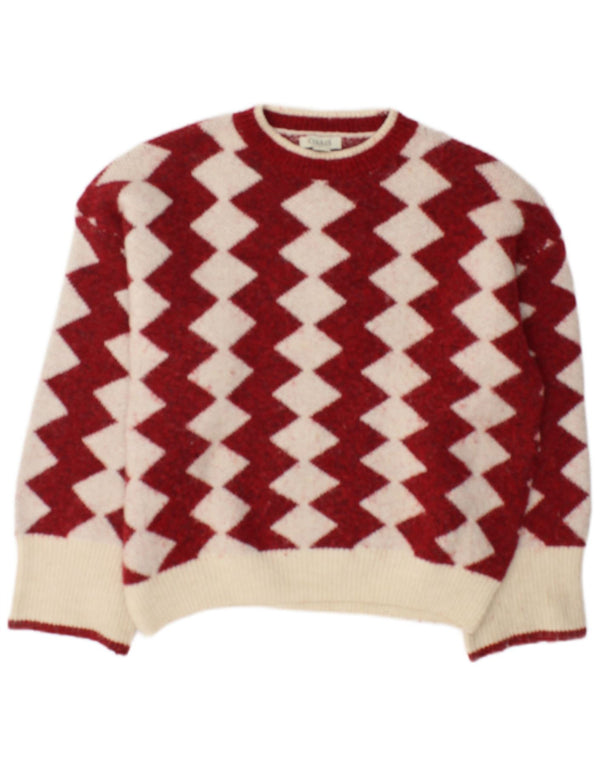 Oasis Pull surdimensionné à col rond pour femme UK 10 Petit Rouge Géométrique