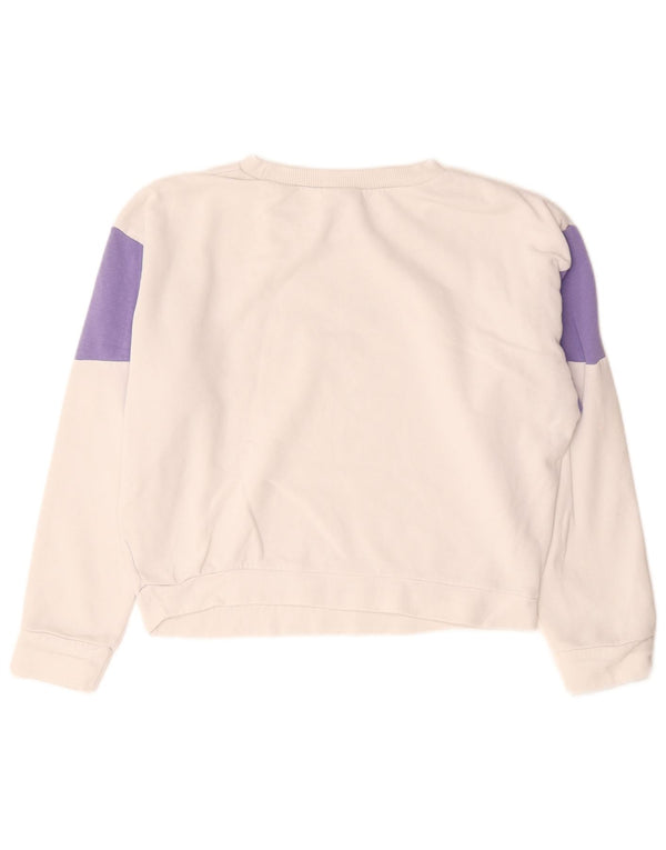 Reebok Sweat-shirt court surdimensionné pour femme UK 8/10 Petit Blanc