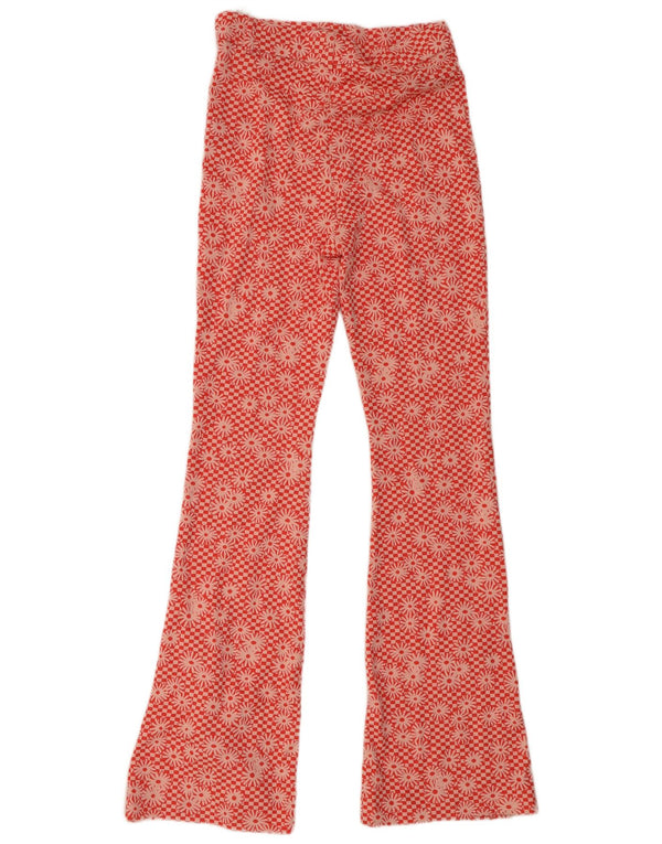 Zara Pantalon décontracté évasé pour femme Medium W28 L33 Orange Floral Polyester