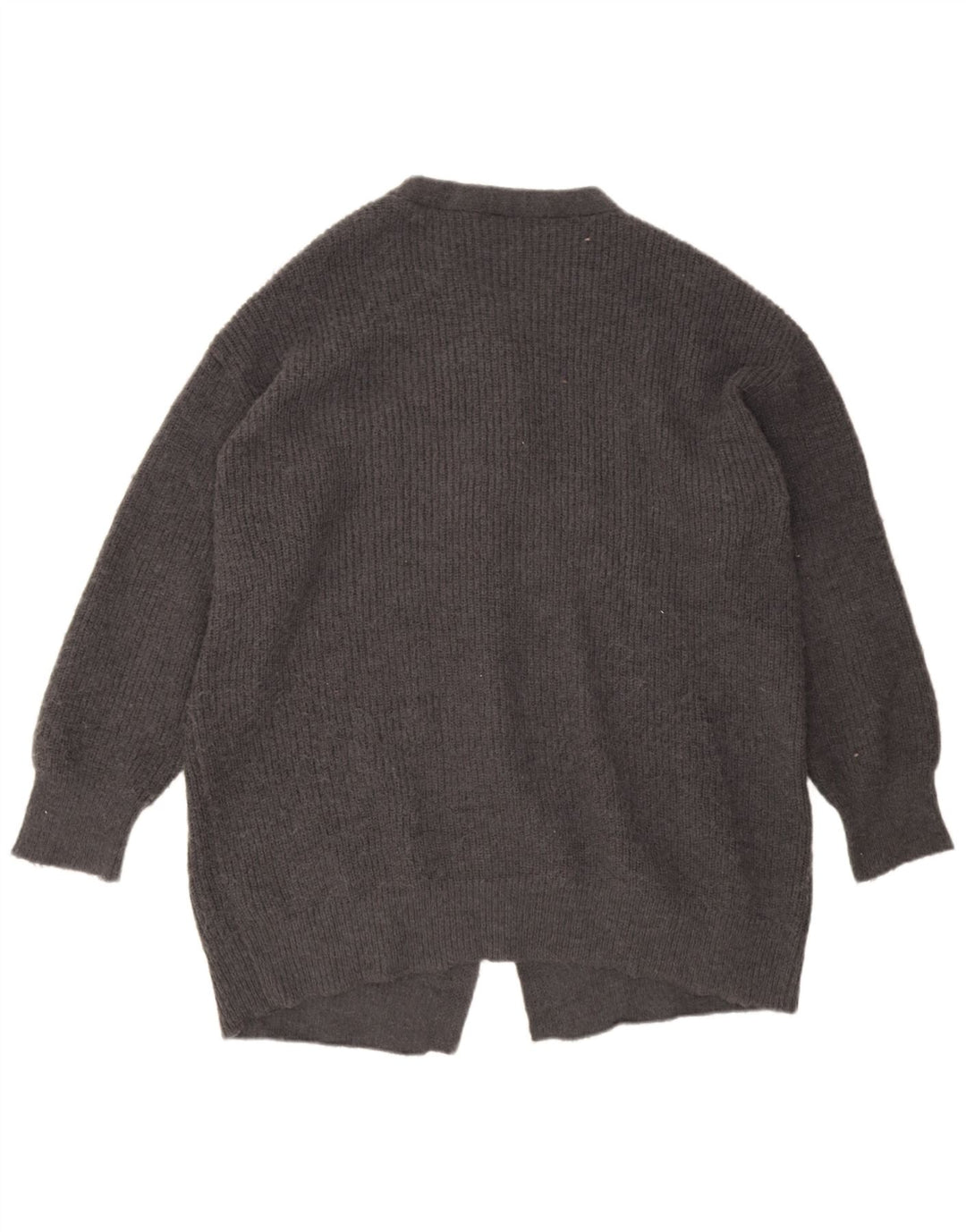 Zara Womens Longline Oversize Cardigan Pull UK 16 Grand Gris Polyester