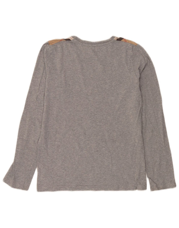 Burberry Top Fille Manches Longues 13-14 ans Gris Carreaux Coton