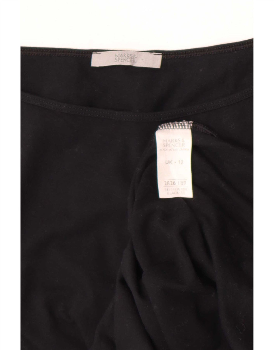 Marks & Spencer Haut court à manches 3/4 pour femme UK 12 en coton noir moyen