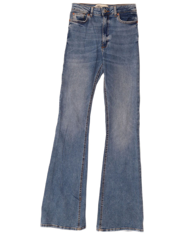 Zara Jean évasé pour femme EU 34 2XS W24 L33 Bleu Coton