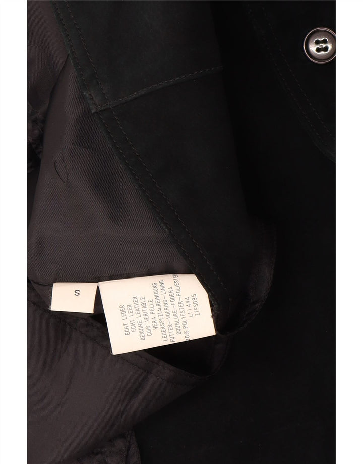 gilet en daim femme vintage UK 10 petit cuir noir