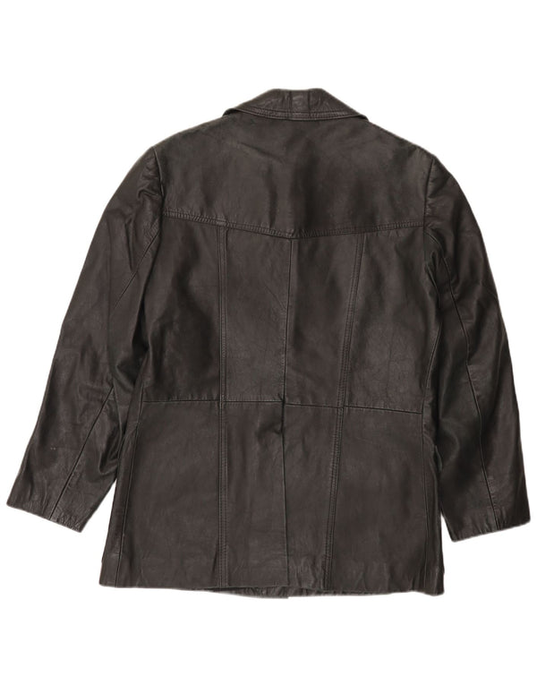 VINTAGE Veste en cuir homme UK 38 Moyen Noir