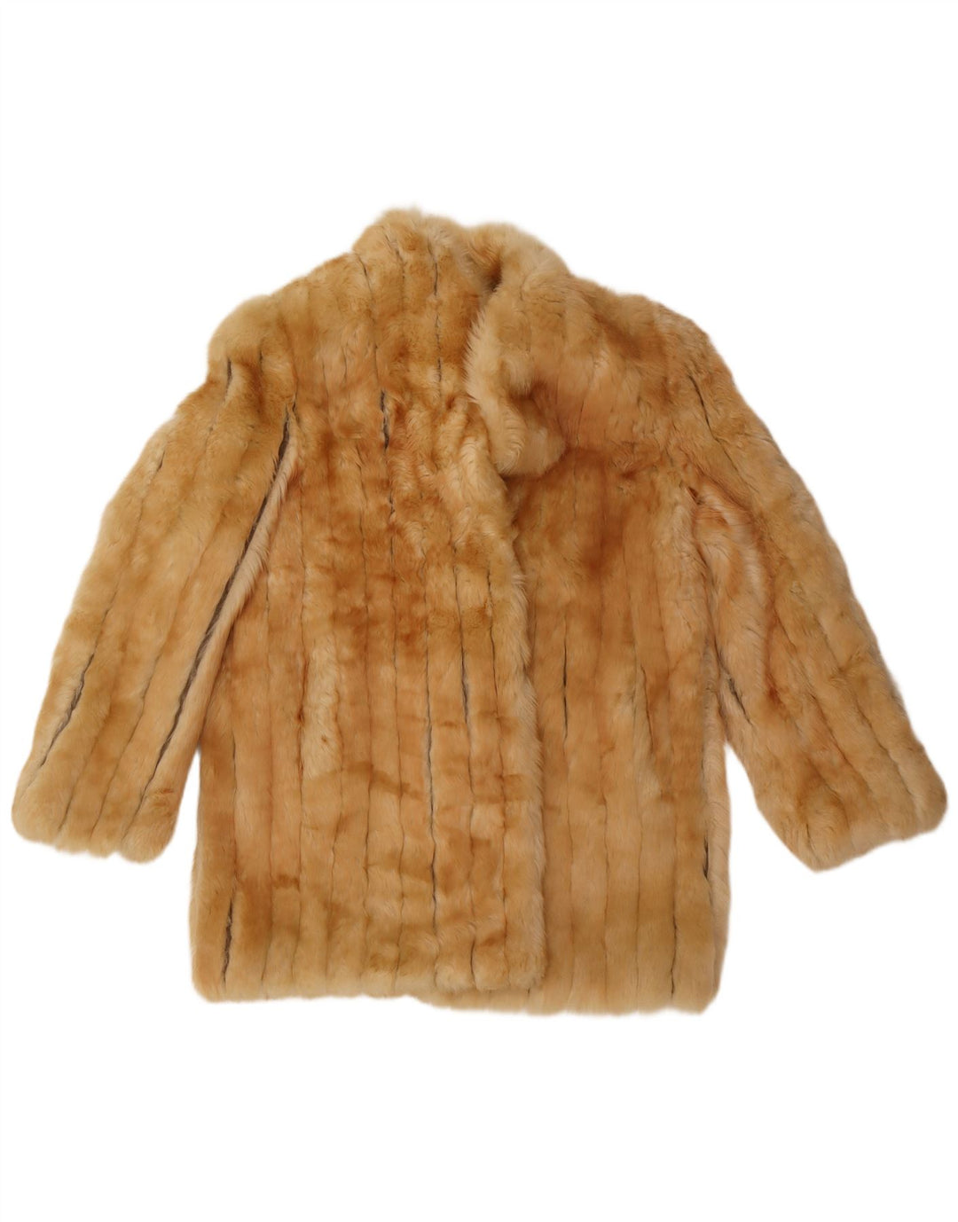 vintage Femmes Fausse Fourrure Pardessus UK 14 Moyen Beige Classique