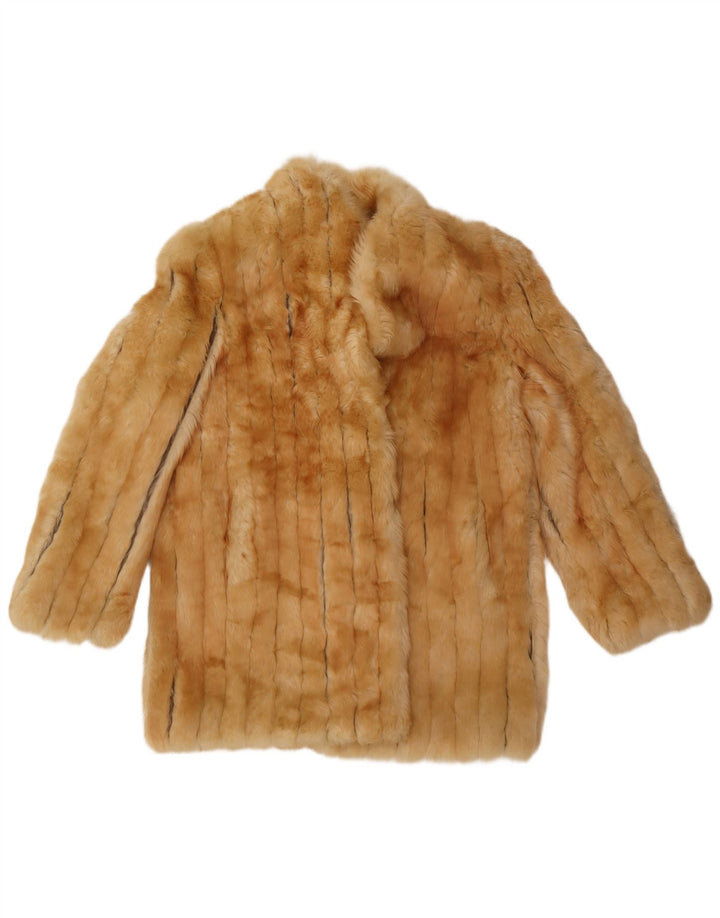 vintage Femmes Fausse Fourrure Pardessus UK 14 Moyen Beige Classique