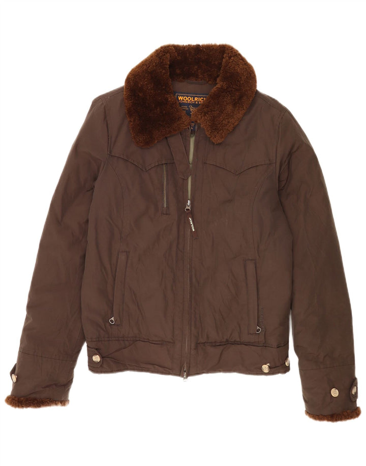 Woolrich Veste matelassée pour femme UK 16 Large Marron Coton