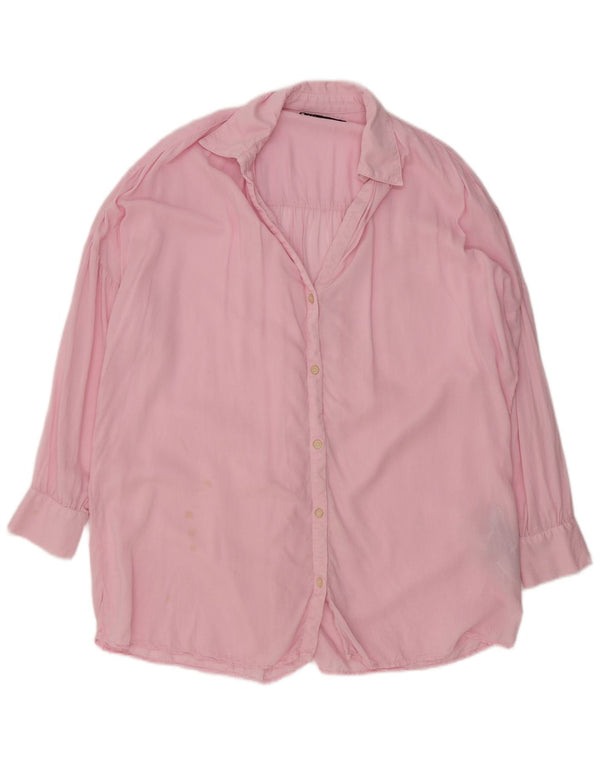 Zara Womens Oversized Shirt UK 6 XS Pink Lyocell