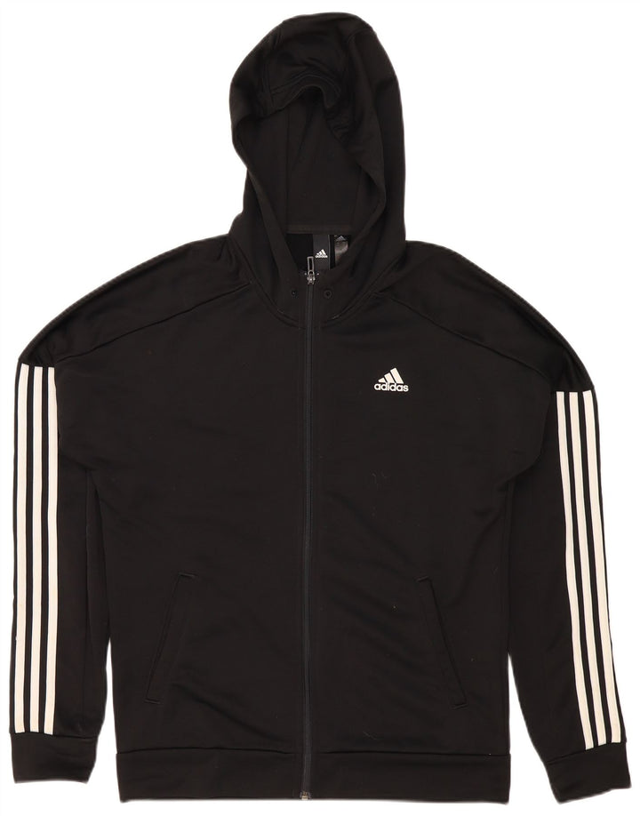 Adidas Pull à capuche zippé pour homme en polyester noir moyen