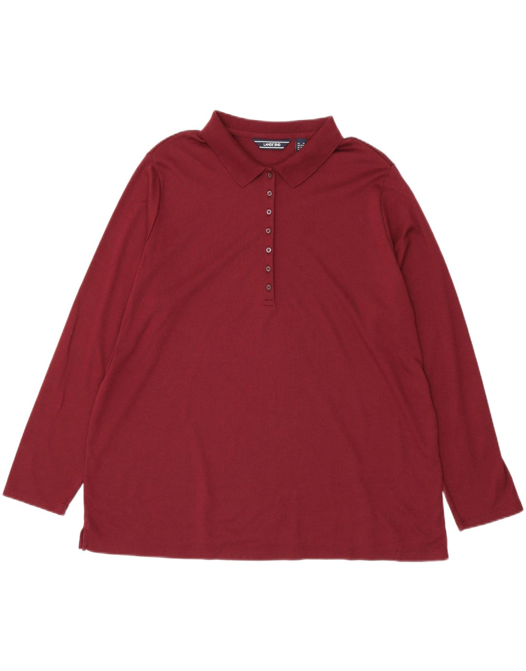 LANDS END Polo à manches longues pour femme UK 24/26 2XL Coton bordeaux