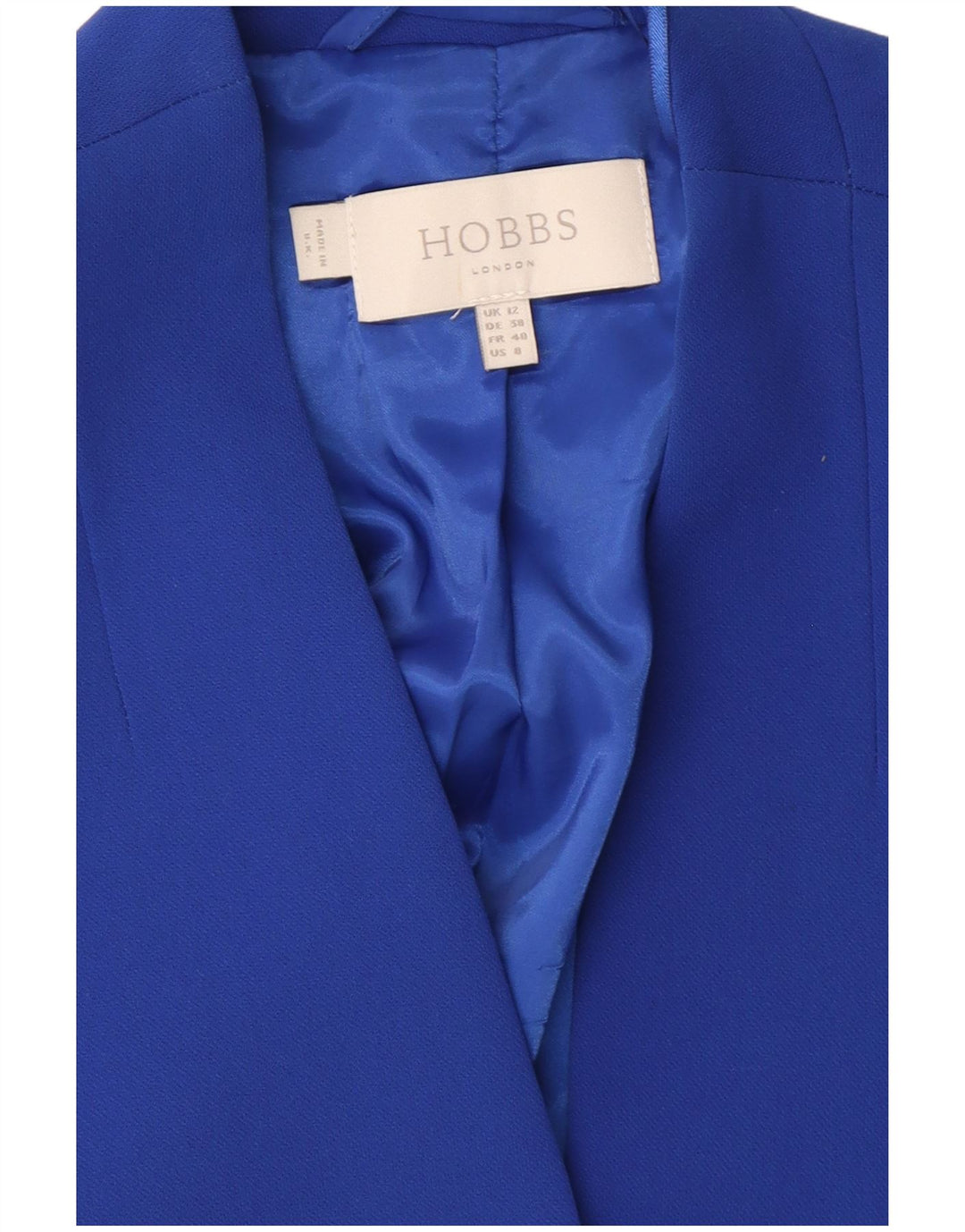 Hobbs Veste boléro à manches 3/4 pour femme UK 12 Bleu moyen Polyester