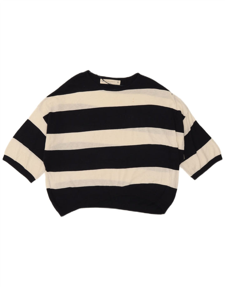 Zara Chemisier surdimensionné à manches 1/2 pour femme UK 12 Blanc moyen rayé