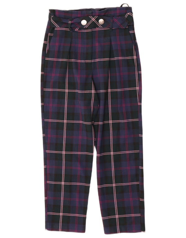 Topshop Pantalon chino fuselé pour femme UK 8 Small W26 L24 Bleu marine à carreaux