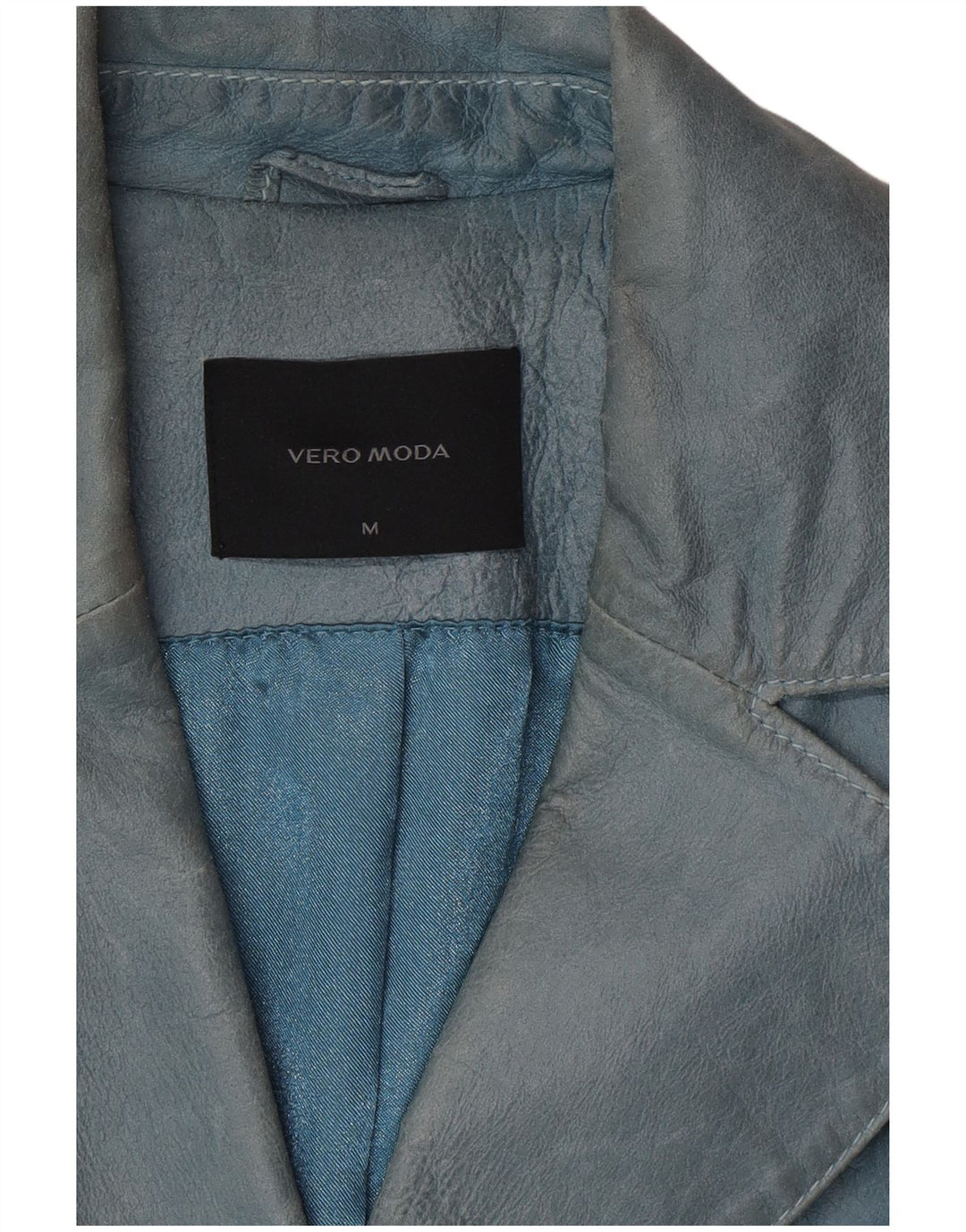 VINTAGE Veste en cuir femme UK 12 Bleu moyen