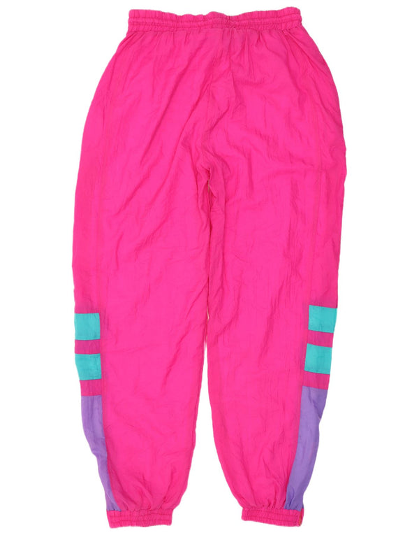 vintage Pantalon de survêtement femme Joggers UK 14 Grand Colorblock Rose