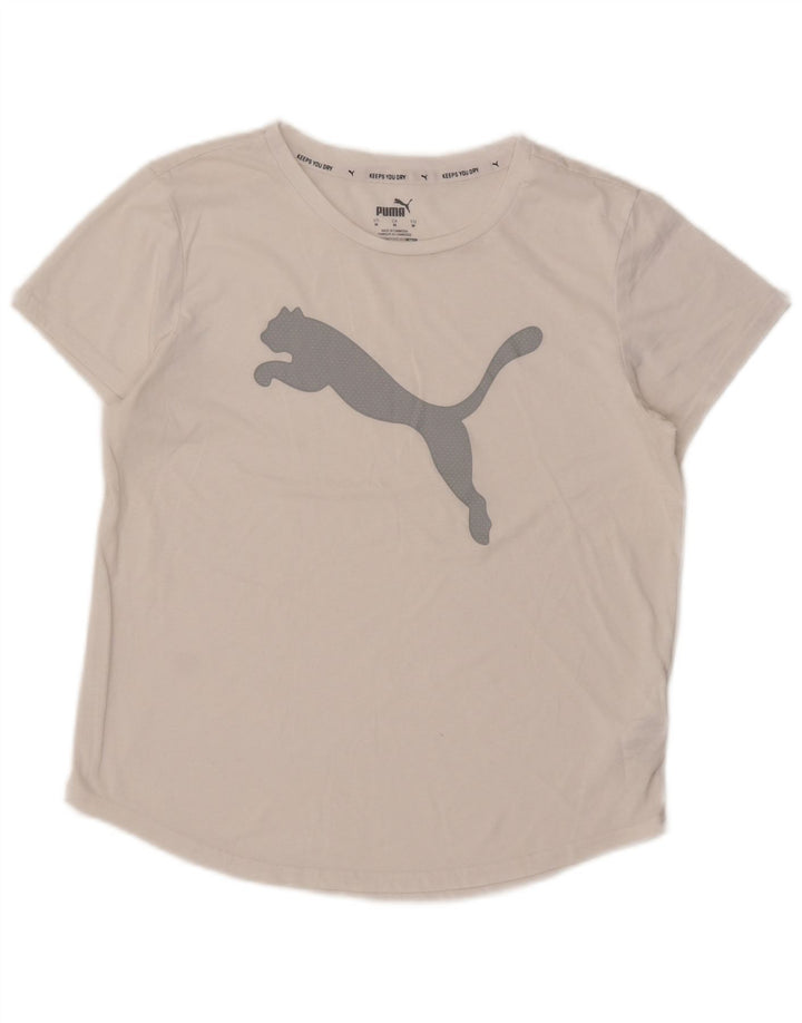 PUMA T-shirt graphique pour femme UK 14 Blanc moyen Polyester