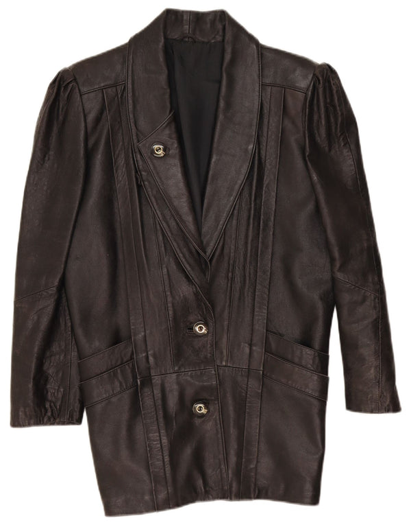 veste en cuir femme vintage UK 14 Brun moyen
