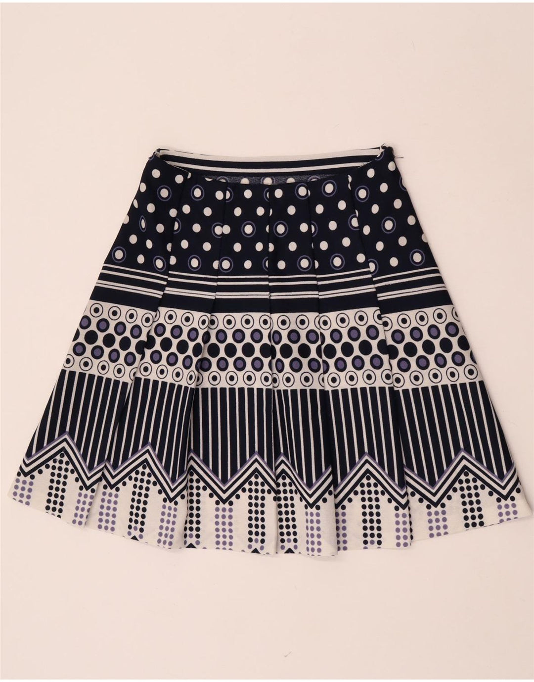jupe plissée femme vintage W28 Moyen Bleu Marine Géométrique