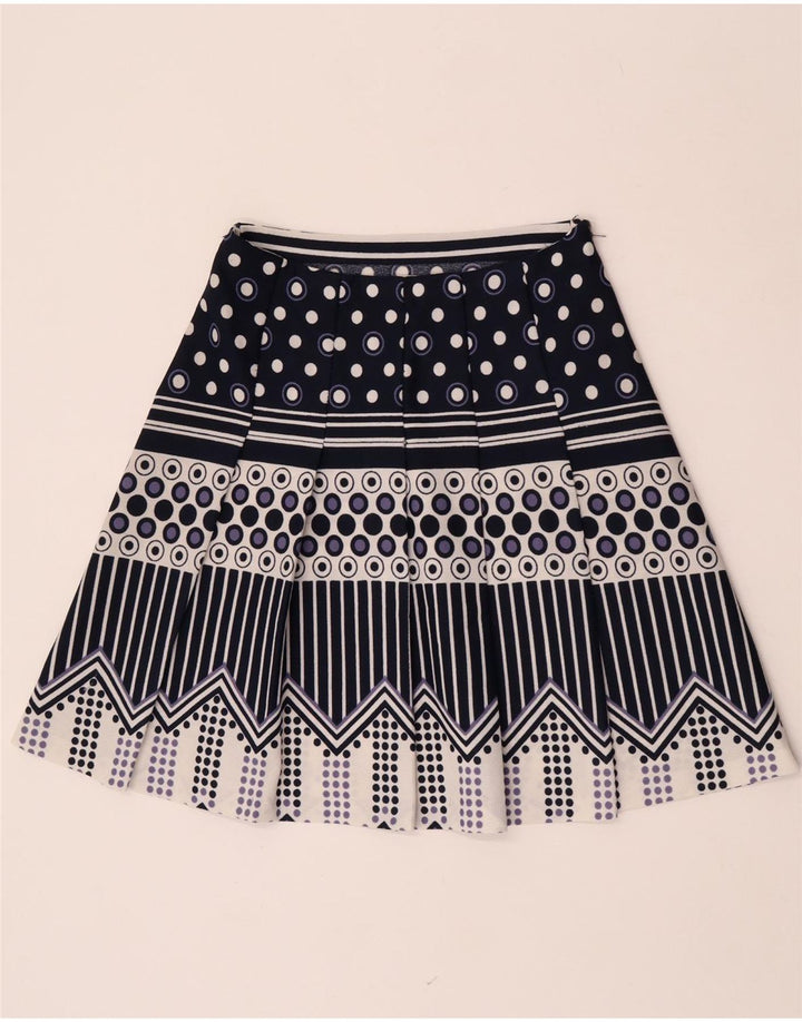 jupe plissée femme vintage W28 Moyen Bleu Marine Géométrique