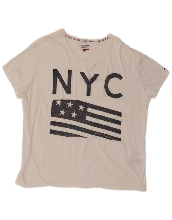 Tommy Hilfiger T-shirt graphique pour homme XL Blanc Coton