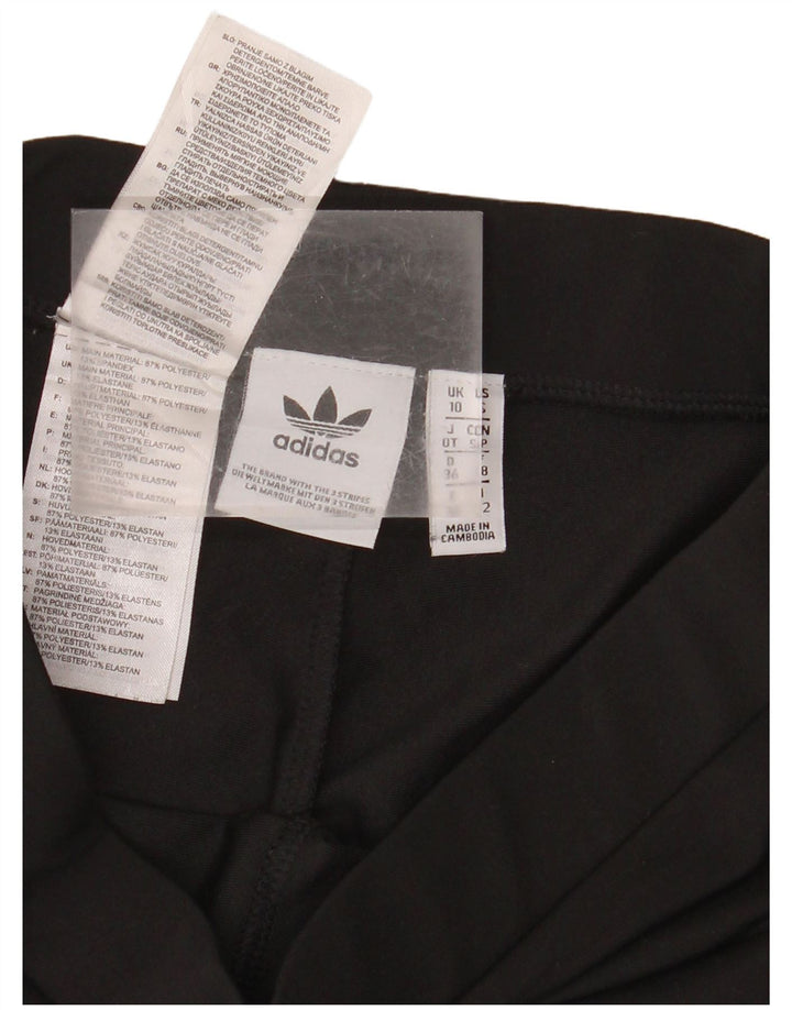 ADIDAS Leggings graphiques pour femmes UK 10 Small Noir Polyester