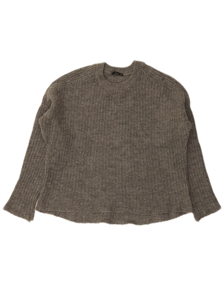 Zara Pull surdimensionné à col rond pour femme UK 14 Gris moyen