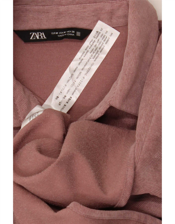 Zara Chemise Loose Fit En Velours Côtelé Homme Rose Moyen Polyester