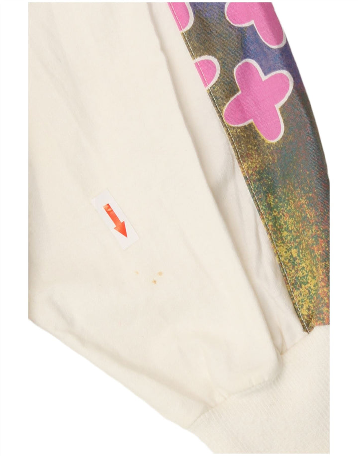 vintage Mens Abstract Pattern Survêtement Top Jacket EU 44/46 Petit Blanc