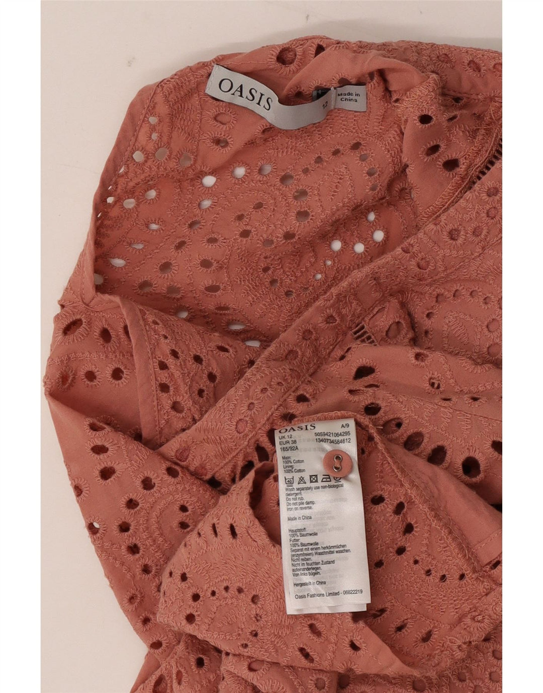 Oasis Chemisier Femme UK 12 Rose Moyen Paisley Coton