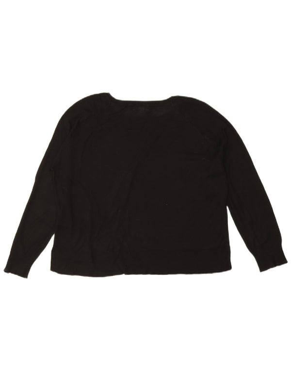 Zara Pull court surdimensionné à col bateau pour femme UK 10 Petit Noir