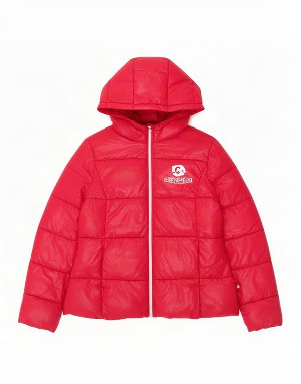 Benetton Veste matelassée à capuche fille 10-11 ans XL Rose Polyester
