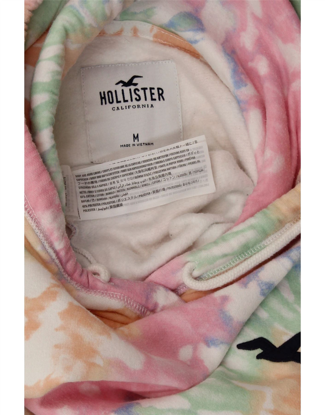 HOLLISTER Pull à capuche graphique pour femme UK 44 Medium Multicolore Tie Dye