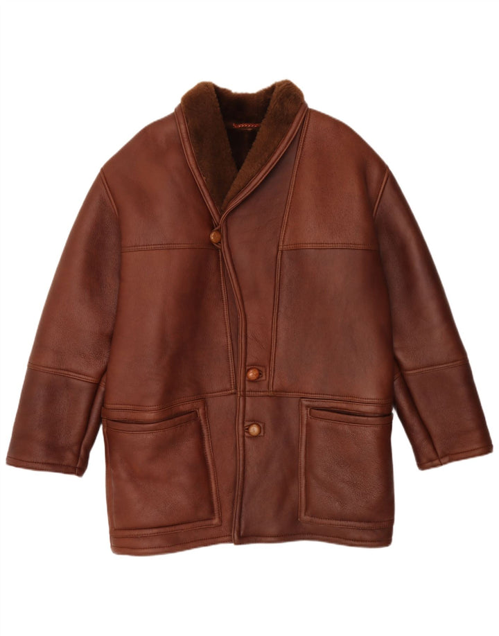 Veste en Shearling pour Homme Zenith UK 42 XL Marron en Peau de Mouton