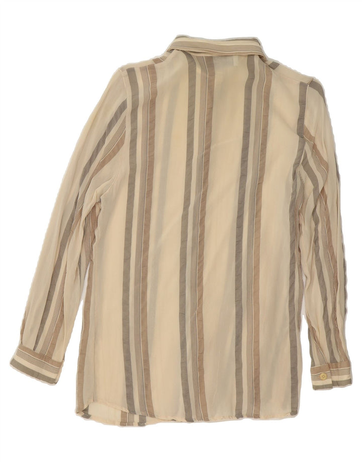 GIULIA GALANTI Womens Shirt Blouse UK 14 Medium Beige Striped Vintage Giulia Galanti and Second-Hand Giulia Galanti from Messina Hembry 