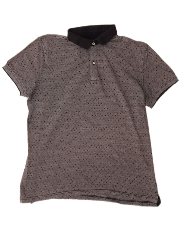 Massimo Dutti Polo coupe décontractée pour homme XL en coton à pois gris