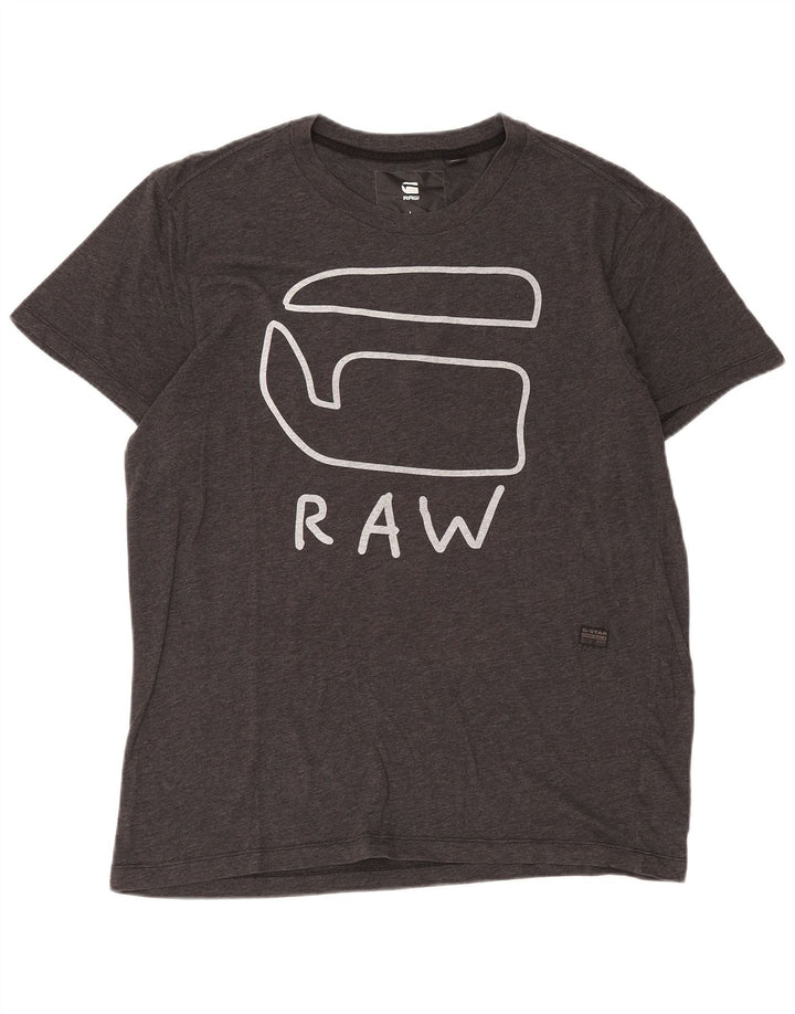 G-STAR Mens Graphic T-Shirt Top Large Grey Cotton