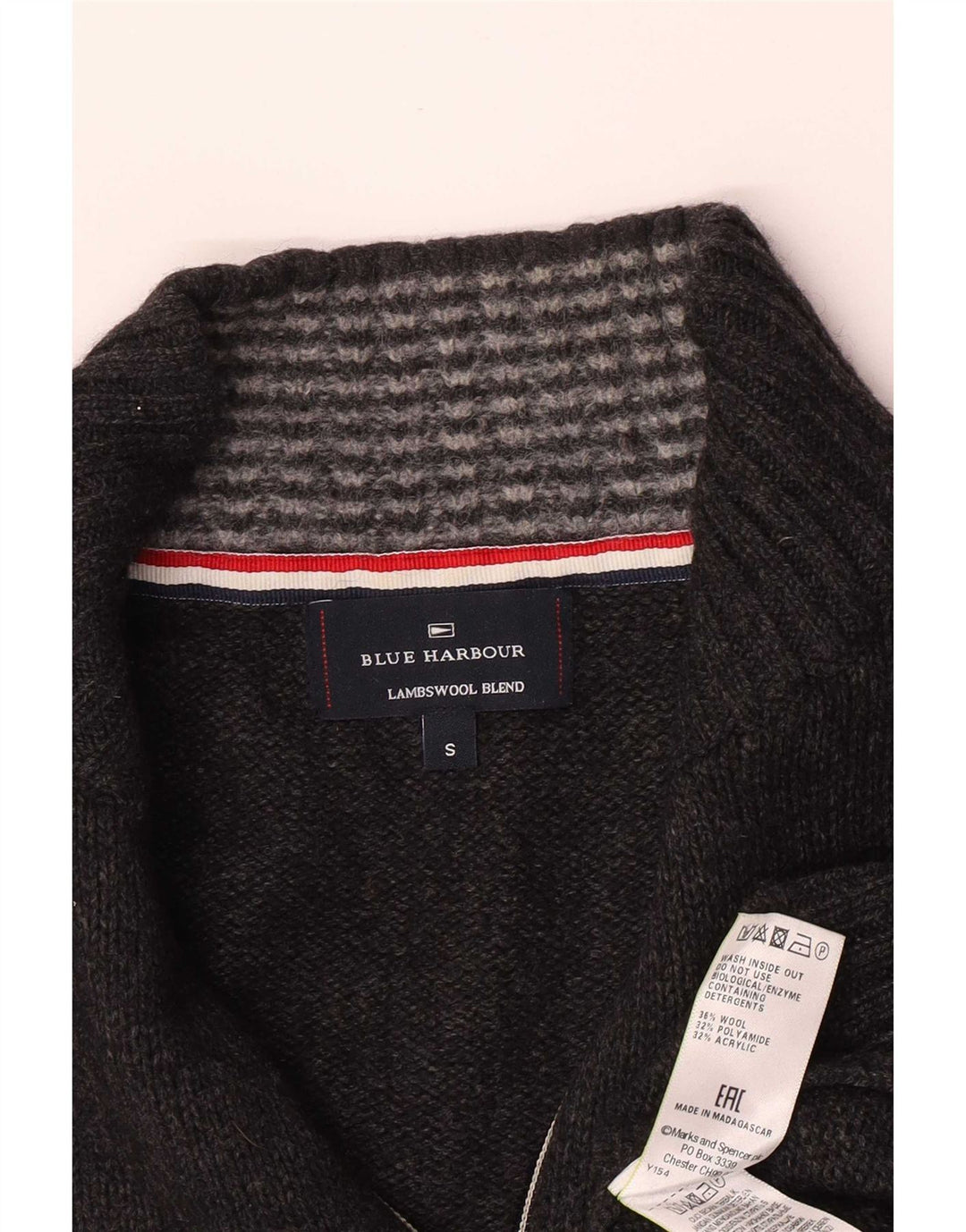 Marks & Spencer Pull bleu Harbor à col zippé pour homme, petit gris