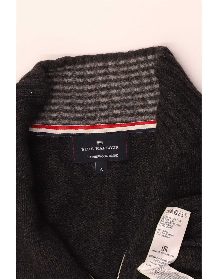 Marks & Spencer Pull bleu Harbor à col zippé pour homme, petit gris
