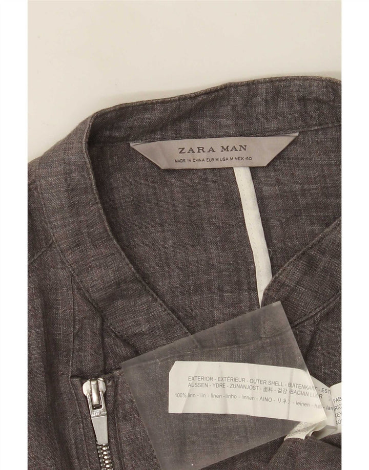 Zara Veste utilitaire pour homme UK 36 Lin gris moyen
