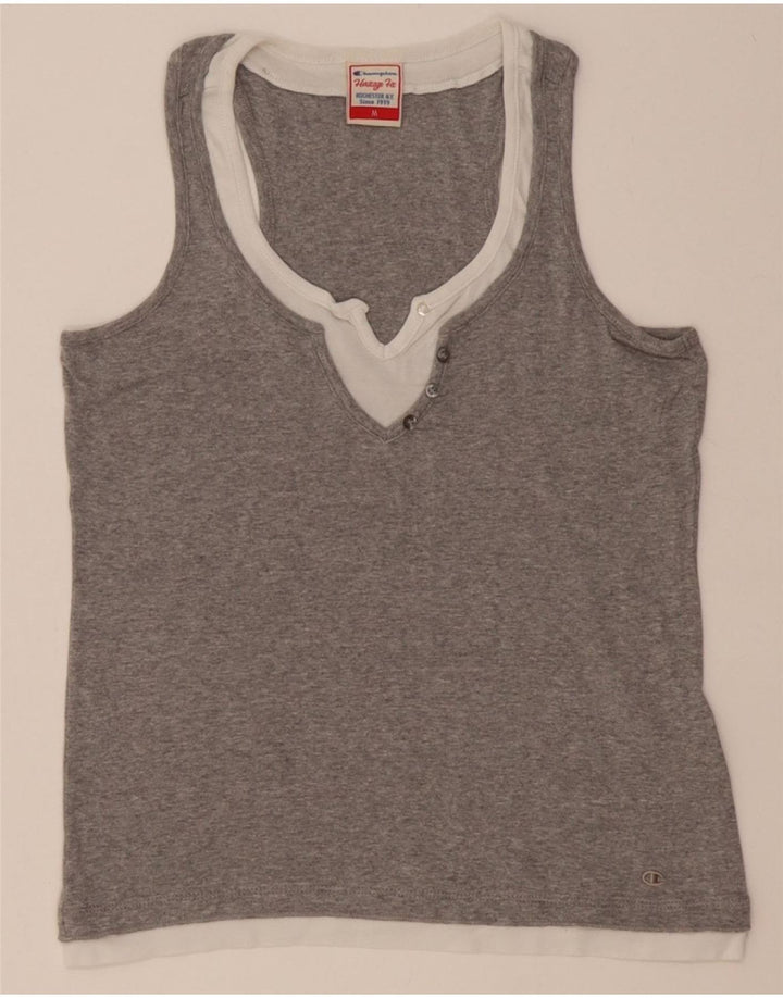 CHAMPION Womens Heritage Fit Vest Top UK 12 Medium Grey Vintage Champion and Second-Hand Champion from Messina Hembry 