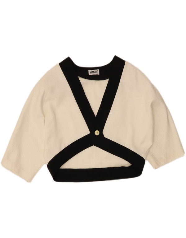 vintage Femmes Boléro Top EU 44 XL Off White Cotton