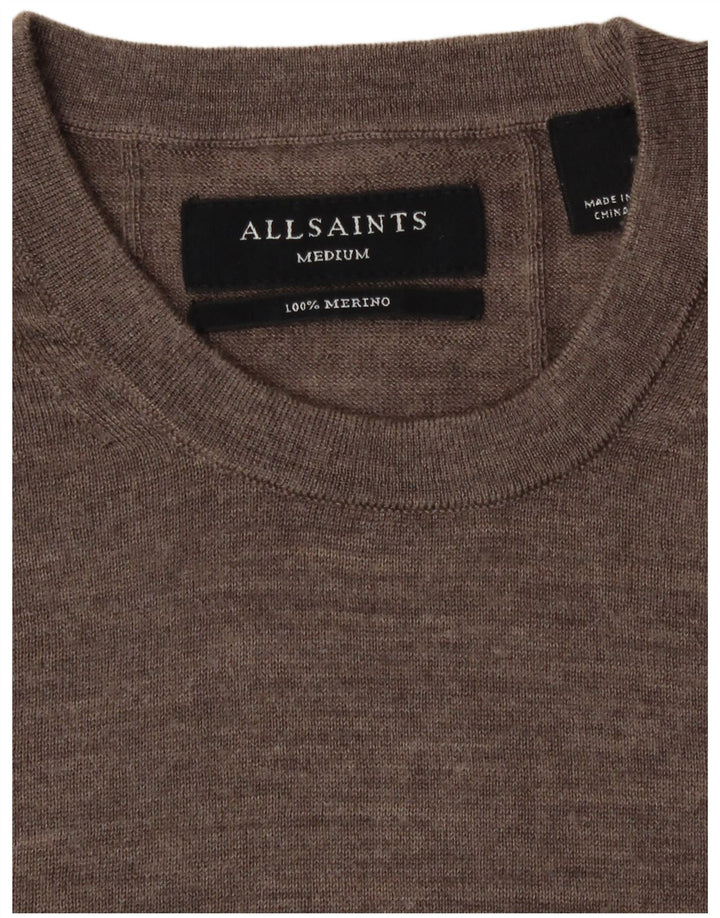 All Saints Pull à col rond en laine mérinos marron moyen pour homme