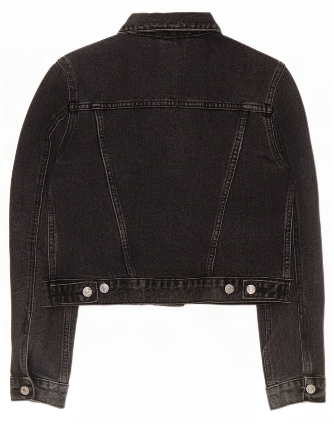 Topshop Veste en jean courte pour femme UK 8 Petit coton noir