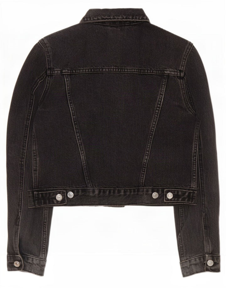 Topshop Veste en jean courte pour femme UK 8 Petit coton noir