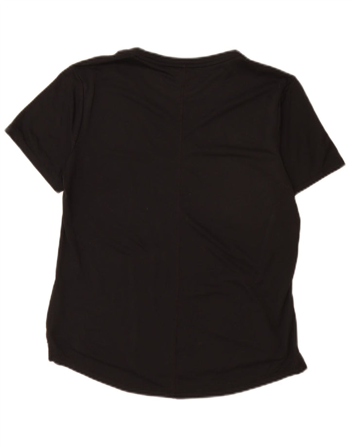 Nike Womens Dri Fit T-Shirt Top UK 10 Petit Noir Polyester