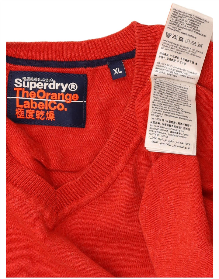 Superdry Pull col V Homme XL Rouge Coton