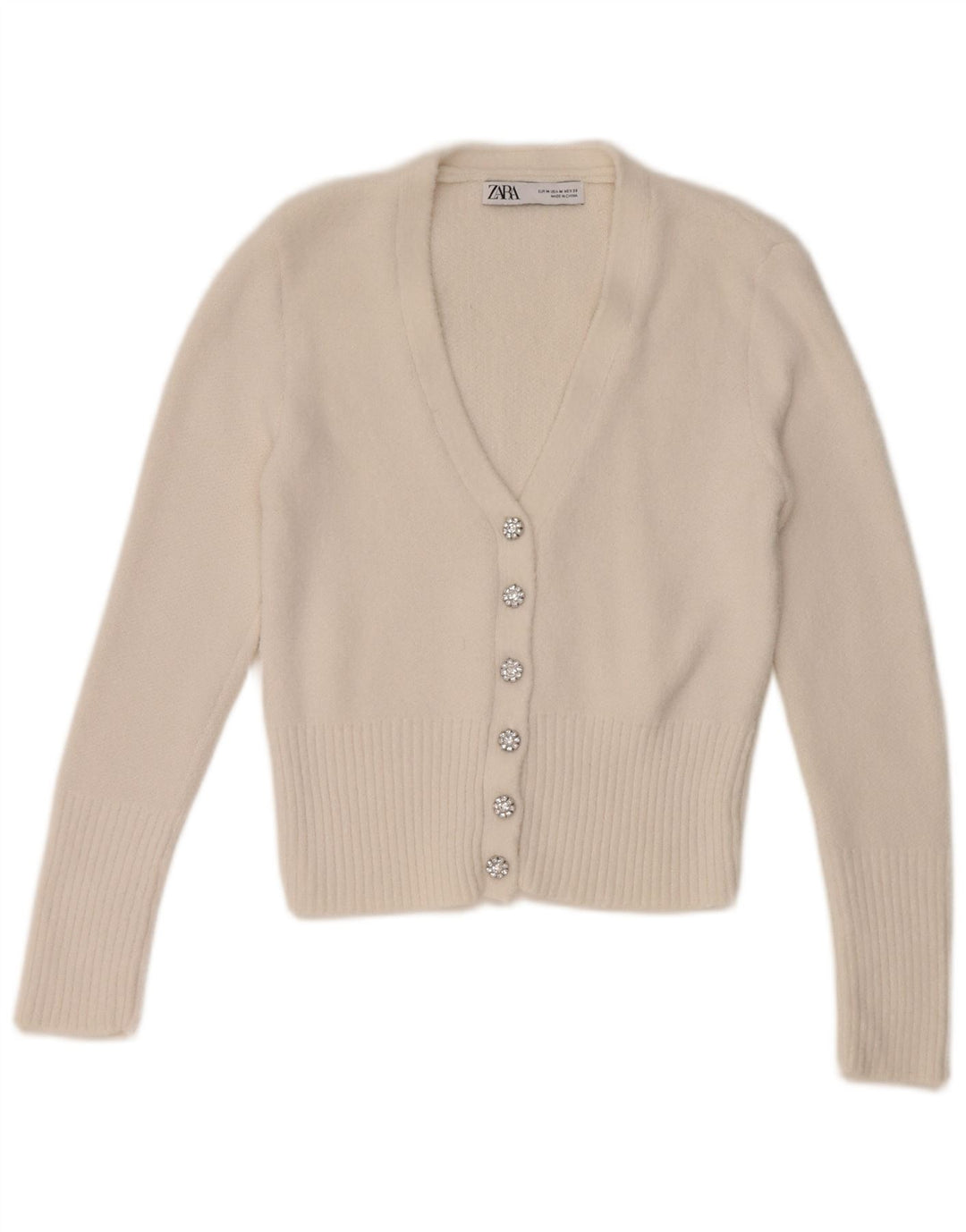 Zara Cardigan court pour femme UK 12 Blanc moyen